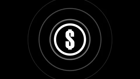 White Dollar Coin Animation with Ripple Effect in Dark Background Cinematic.. 動画素材 342248220