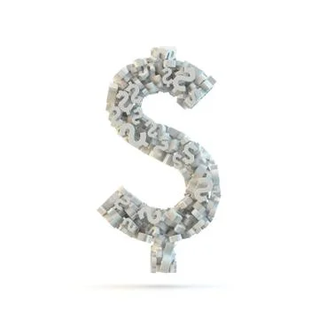 White dollar mark isolated on white. Stock Illustration