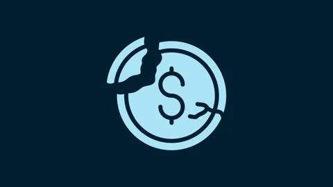 White Dollar rate decrease icon isolated on blue background. Cost reduction Stock Footage 229562008