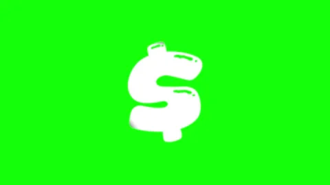 A white dollar sign on black background and green screen animated chromakey Stock Footage 346200801