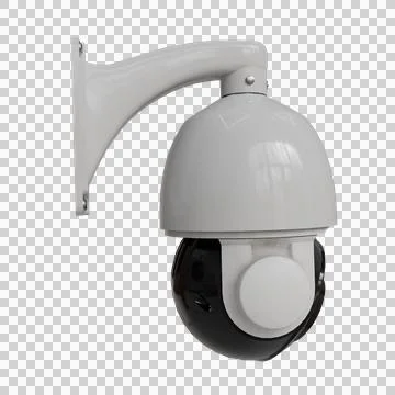 A white dome security camera with a black spherical lens Stock Photos