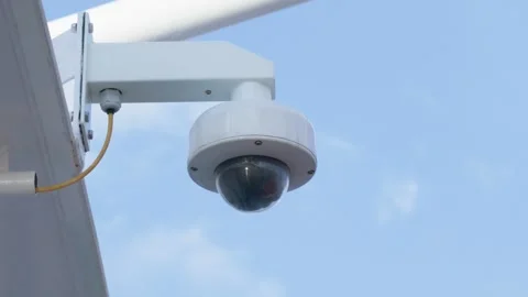 White Dome Security Camera Mounted on Cruise Ship Superstructure Stock Footage 346943178