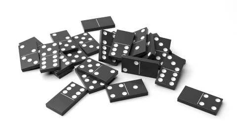 White domino tiles randomly piled, isolated on white Stock Photos