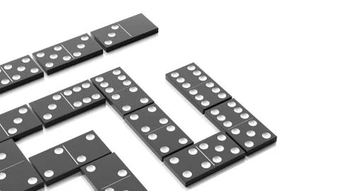 White domino tiles set, isolated on white background Stock Photos