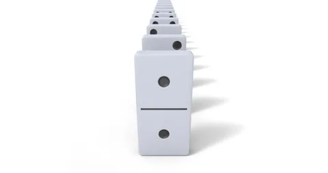 White dominoes fall on a white background Vídeos de archivo 312247912