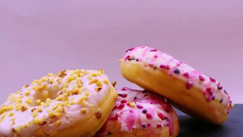 White Donuts 360 Degree - 4K Copyright Free Stock Video Stock Footage 185907384