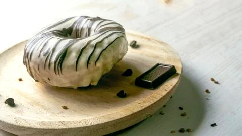 White donuts with chocolate. Stock-Fotos