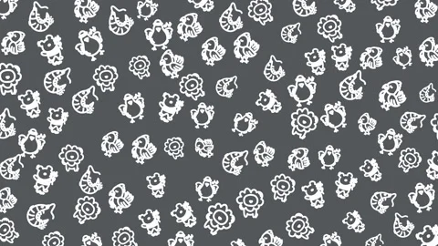 White doodles dot a dark gray background 库存影片 332067904