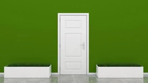 White door with grass Stock Illustration