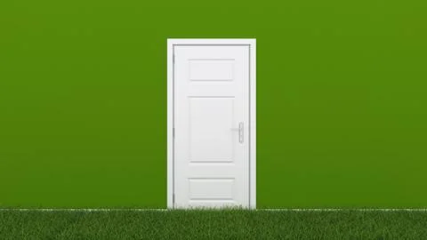 White door with grass Stock Illustration