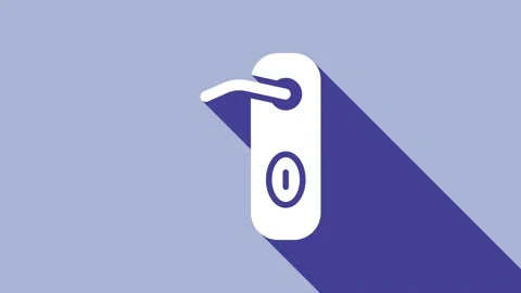 White Door handle icon isolated on purple background. Door lock sign. 4K Video Vidéo 148303548