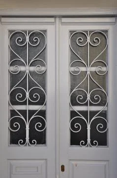 White door metal pattern Stock Photos