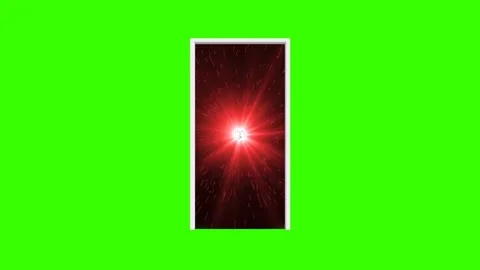 White Door Opening to Red Light Portal Animation on Green Screen Video stock 341262638