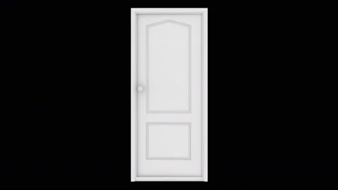 White door opens, and behind it a green background Stock Footage 85906602