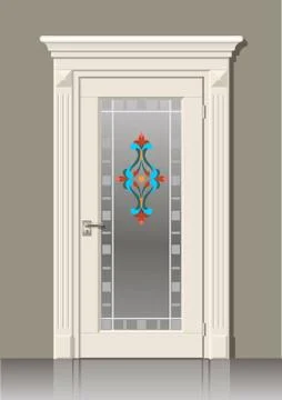 White door in the wall Stock Illustration