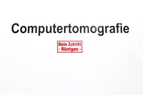 White door with word computertomografie Stock Photos