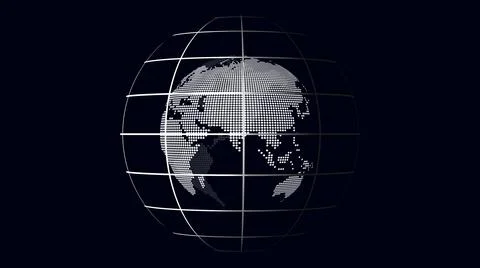 White dot and grid pattern earth (Asia centered) Stock Illustration