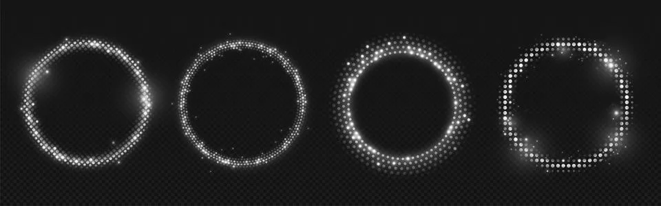 White dot circles set on transparent background 스톡 일러스트