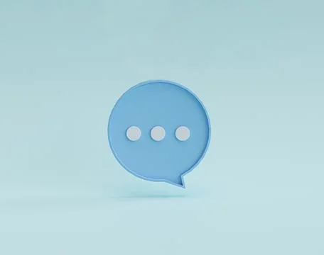 White dot illustration inside of blue speech bubble on blue background Stock Illustration