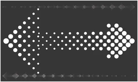 White dot make an both side arrow on black background Stock Illustration