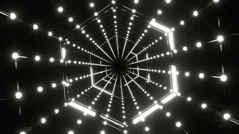 White Dots and Energy Lines Radial Perspective Background VJ Loop in 4K Stock Footage 344098213