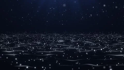 White dots and lines form undulating waves on dark blue background.  Stock-Footage 285947734