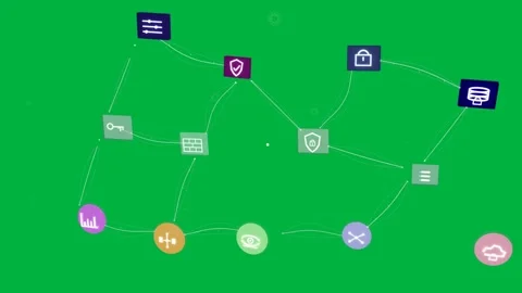 White dots appearing sparking icon network assembling dots traversing showing Stock Footage 334727133