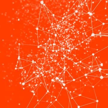 White dots connected on orange. abstract background. white on orange Stock Illustration