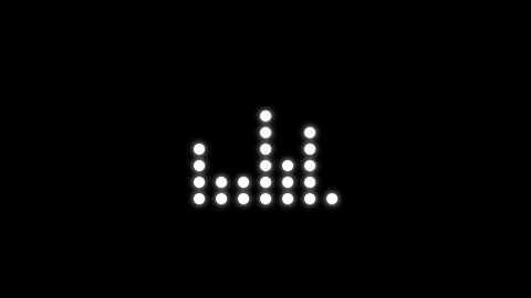 White dots music equalizer bars glowing on black background. 4k video graph. Stock Footage 341275838
