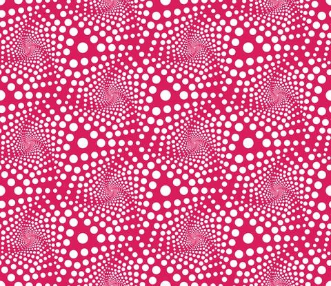 White dots on a pink background. Dotted seamless vector pattern. Illustrazione stock