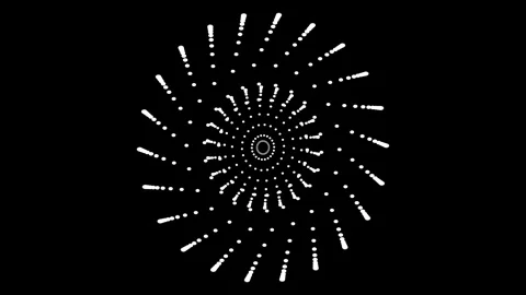 White dots spiral expanding contracting on black background abstract motion.. 스톡 동영상 345545752