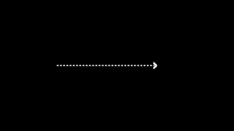 White dotted arrow moving right on black background. Dotted arrow forward. .. Stock Footage 337130973