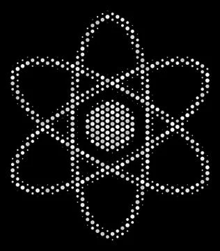 White Dotted Atom Icon 스톡 일러스트