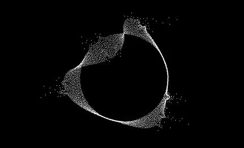 White dotted circular dissolving lines. Stipple disintegrating curved wavy Stock Illustration