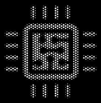 White Dotted Cpu Circuit Icon Stock Illustration