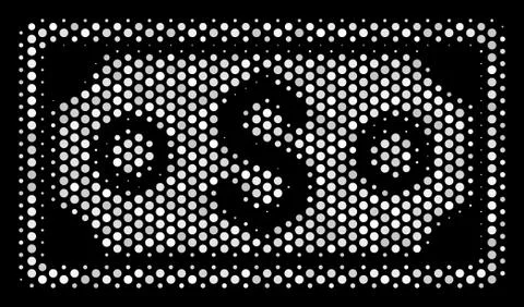 White Dotted Dollar Banknote Icon 스톡 일러스트