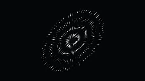 White dotted geometric rings rotating on a black background Stock Footage 335937972