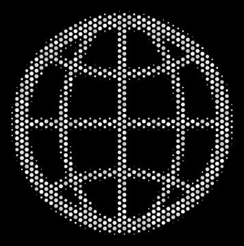 White Dotted Globe Icon Stock Illustration