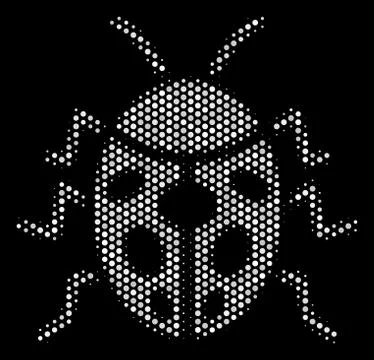 White Dotted Ladybird Bug Icon Stock Illustration