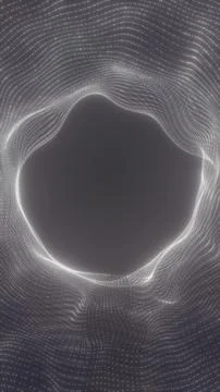 White dotted wave pattern forming a circular opening, creating a futuristic.. Stock Illustration