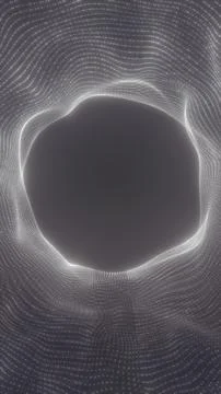 White dotted wave pattern forming a circular opening, creating a futuristic.. Stock Illustration