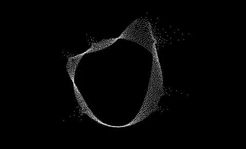 White dotted wavy dissolving lines. Stipple disintegrating curved circle on Stock Illustration