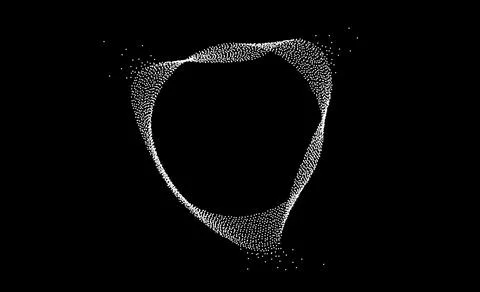 White dotted wavy lines with dissolve effect. Stipple disintegrating curved Illustrazione stock