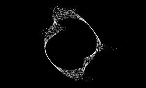 White dotted wavy lines with dissolve effect. Stipple disintegrating curved Illustrazione stock