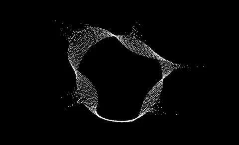 White dotted wavy lines with dissolve effect. Stipple disintegrating curved Illustrazione stock