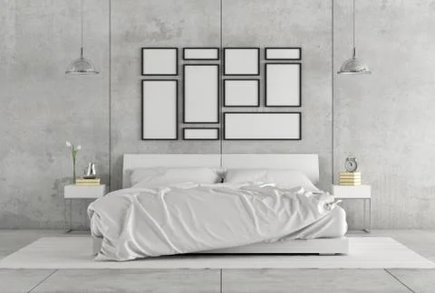 White double bedroom Stock Illustration