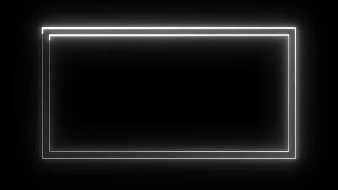 White double neon frame animation loop on black background, futuristic Stock Footage 336618592