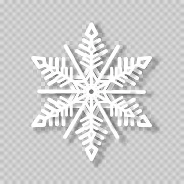 White double paper snowflake on a light transparent background. Stock Illustration