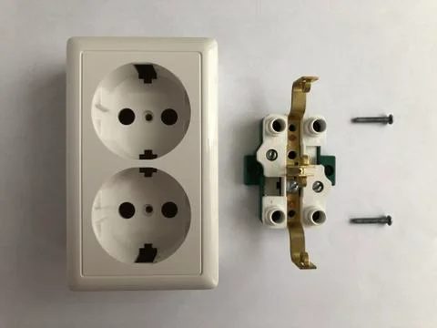 White double socket in the analysis Stock Photos