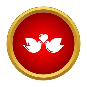 White doves forming heart shape in red circle Ilustração Stock